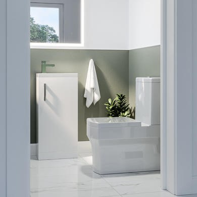 Close Coupled Toilet Gloss Basin Vanity Unit Cloakroom Suite