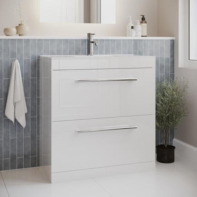 800mm Freestanding Vanity Unit Basin Chrome Handles