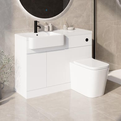 1100mm White Left Hand Toilet Sink Unit Square Toilet Fittings