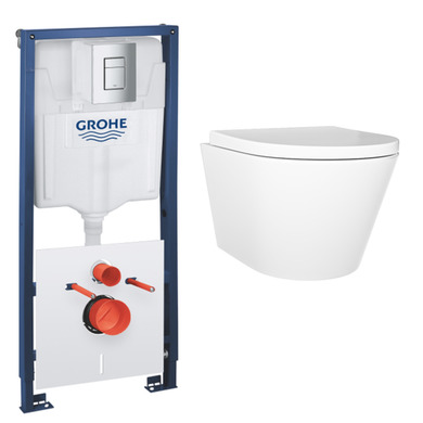 Wall Hung Rimless Toilet Soft Close Seat 1130mm Grohe Cistern Frame