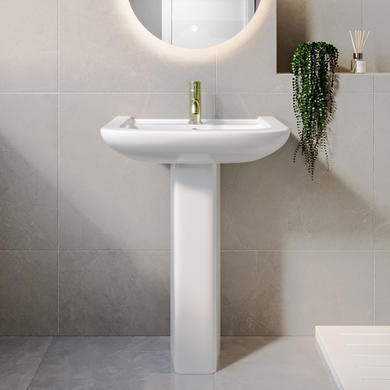 605mm Full Pedestal Basin 1 Tap Hole