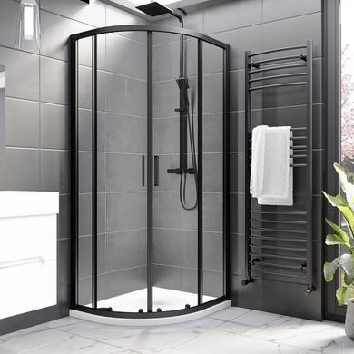900x760mm 8mm Glass Left Hand Offset Quadrant Shower Enclosure Shower Tray