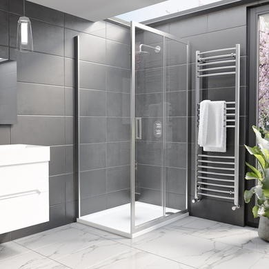 1000x800mm Chrome 8mm Glass Rectangular Sliding Shower Enclosure