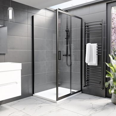 1000x800mm 8mm Glass Rectangular Sliding Shower Enclosure Shower Tray