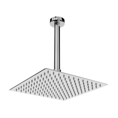 250mm Chrome Square Rainfall Shower Head Ceiling Arm