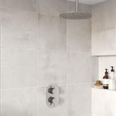 Chrome 1 Outlet Ceiling Mounted Thermostatic Mixer Shower Set
