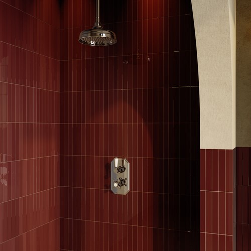Chrome 1 Outlet Ceiling Mounted Thermostatic Mixer Shower Set