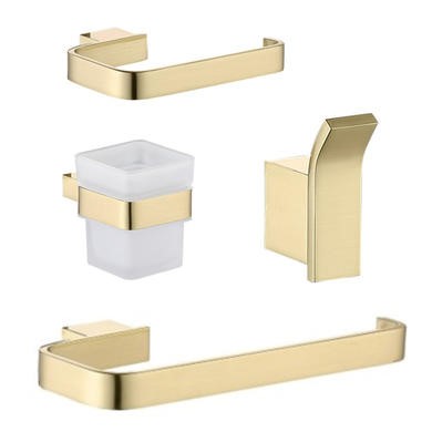 Brushed Brass 4 Piece Bathroom Accessory Set