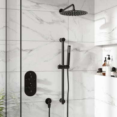 2 Outlet Wall Mounted Thermostatic Mixer Shower Set Hand Shower