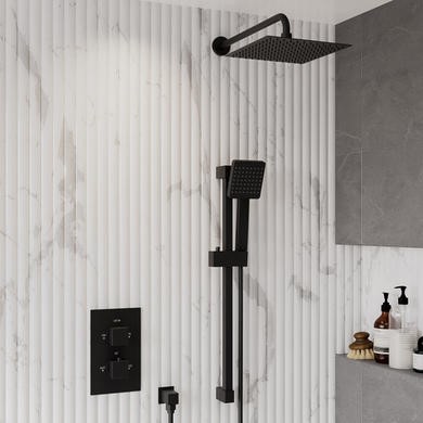 2 Outlet Wall Mounted Thermostatic Mixer Shower Set Hand Shower
