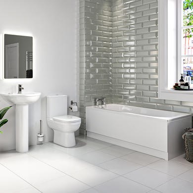 Single Ended 1700mm Bath Suite Toilet Basin Panels