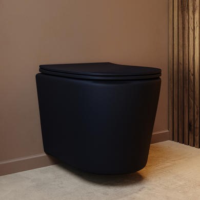 Matt Wall Hung Rimless Short Projection Toilet Soft Close Seat
