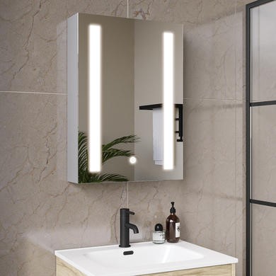 ONLY OPENED 500 x 700mm Illuminated Mirrored Bathroom Cabinet Single Door