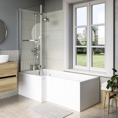 L Shaped Shower Bath Front Panel & Bath Screen Right Hand 1700 x 750mm