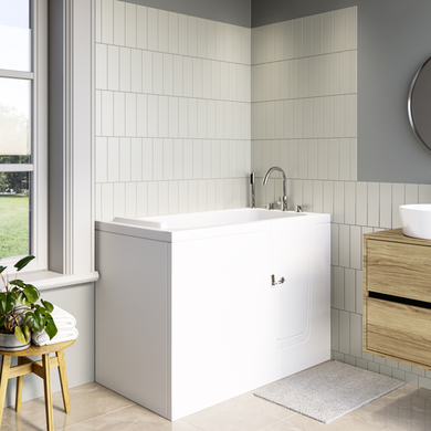 Small Deep Walk Bath Left Hand Front Panel & Integrated Seat 1210 x 660mm