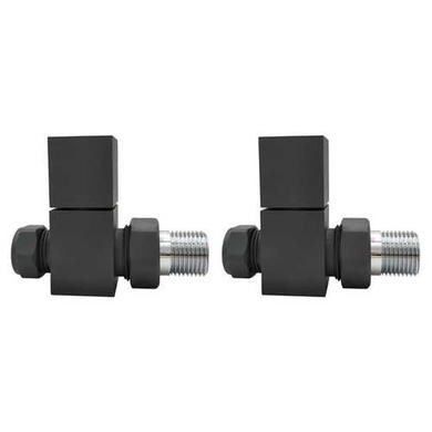 Anthracite Square Straight Radiator Valves