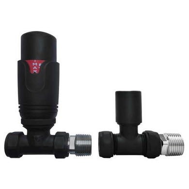 ONLY OPENED Matt Thermostatic Straight Radiator Valves Pipework Which Comes Floor
