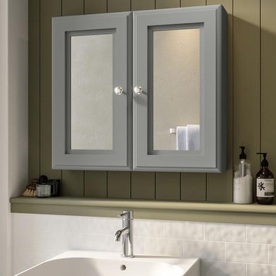 Double Door Bathroom Mirror Cabinet 667 x 600mm