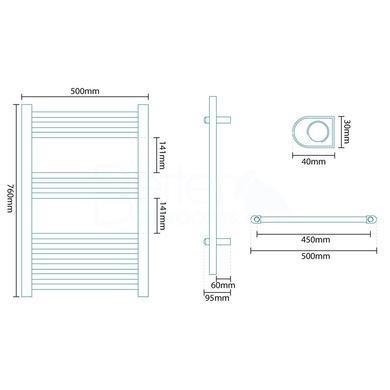 Beta Heat 760 x 500mm Straight Chrome Heated Towel Rail Better