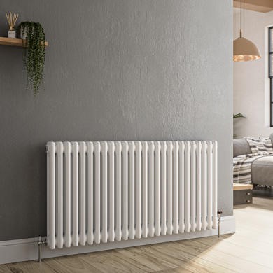 Reggio White Horizontal Triple Column Traditional Radiator
