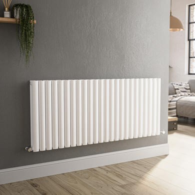 Sorrento White Horizontal Oval Designer Radiator 600x1416mm Single