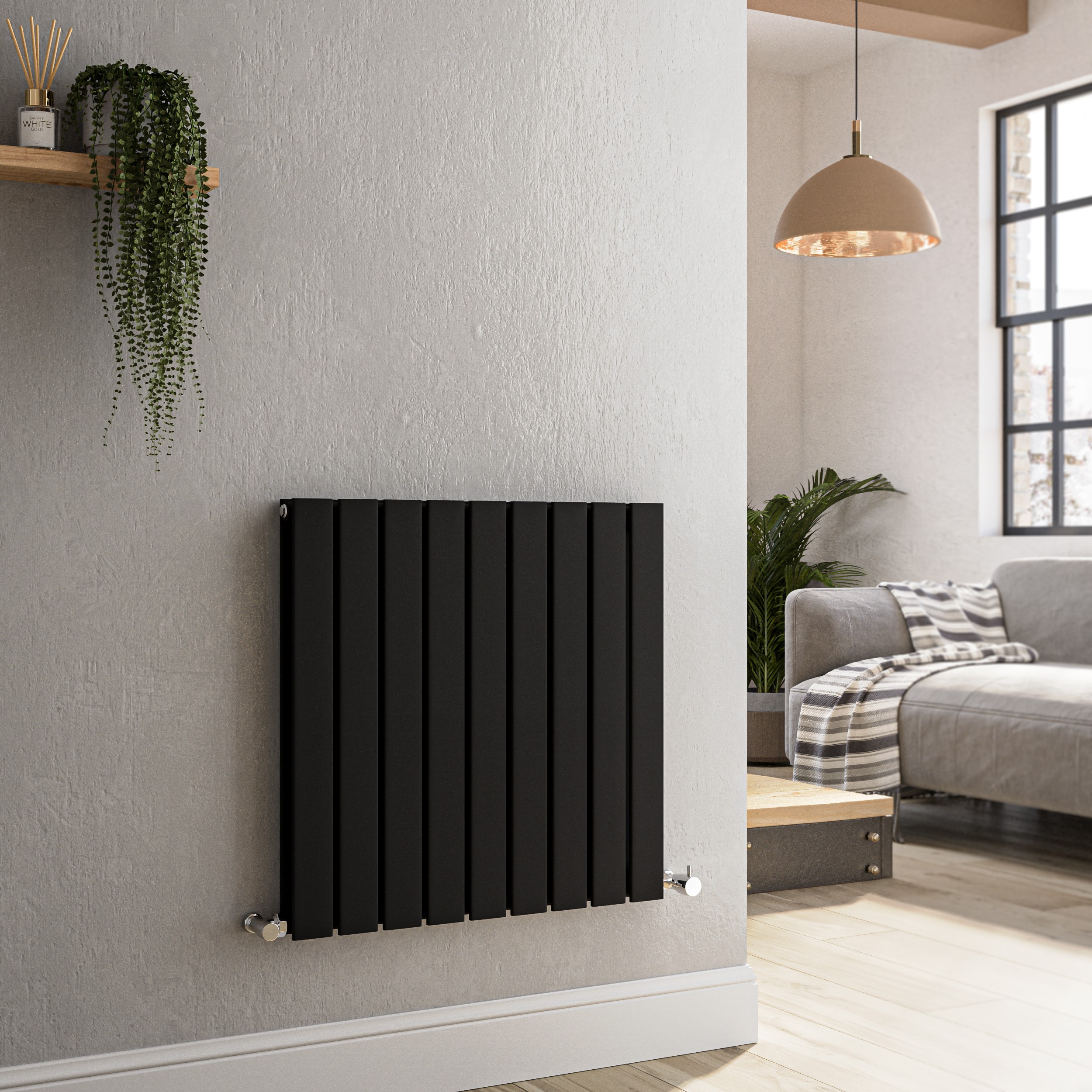 Modern Flat Panel Rads Riace Midnight Black Horizontal Flat