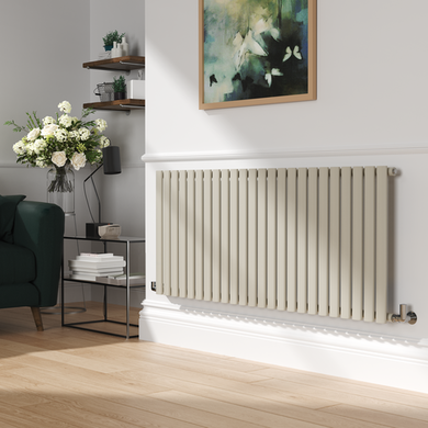 Sorrento White Horizontal Oval Designer Radiator 600x1416mm Single