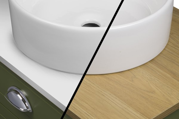 White or wood effect worktop