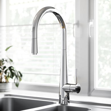 ONLY OPENED - Chrome Single Lever Pull Out Monobloc Kitchen Sink Mixer Tap - Enza Olney