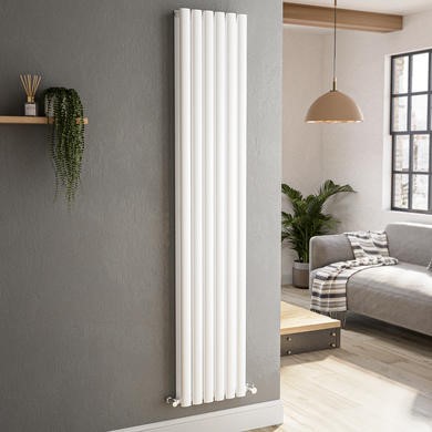 Sorrento White Vertical Oval Designer Radiator 1800x590mm Double