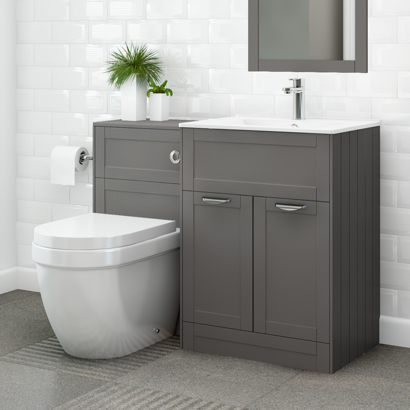 Nottingham 600 Grey Combination Unit With Aurora Back To Wall Toilet