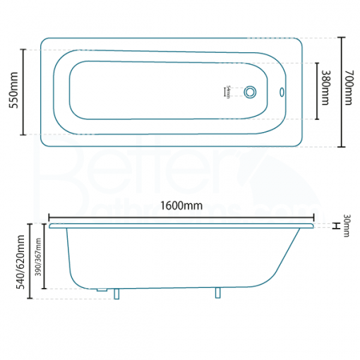 Steel Baths with Tap Holes