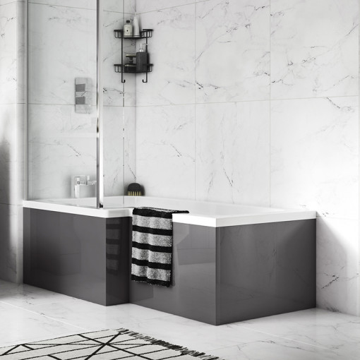 Austin 1700mm Grey Gloss L-Shaped Front Bath Panel