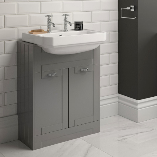 Nottingham Grey Semi Inset 2 Tap Hole Vanity Unit