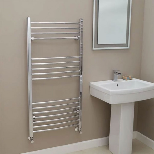 Eco Heat 1200 x 600mm Curved Chrome Heated Towel Rail