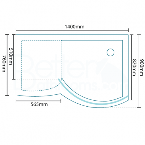 1400 x 900 Right Hand Walk In Enclosure with Shower Tray
