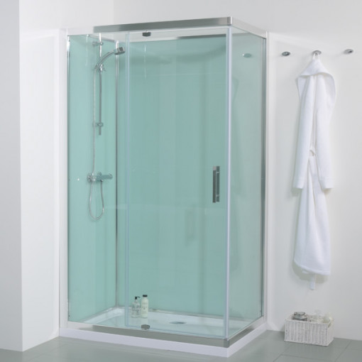 1200 X 800 Quatro Shower Cabin With Aqua White Back Panels