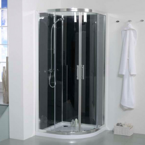 900 Quadrant Shower Cabin with Black Back Panels