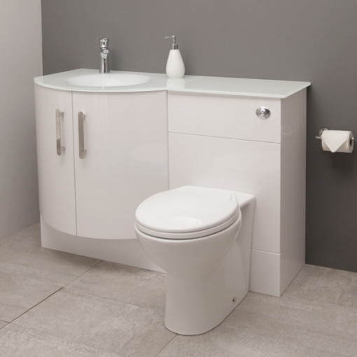 Vigo Left Hand Bow Front Combination Unit With White Basin