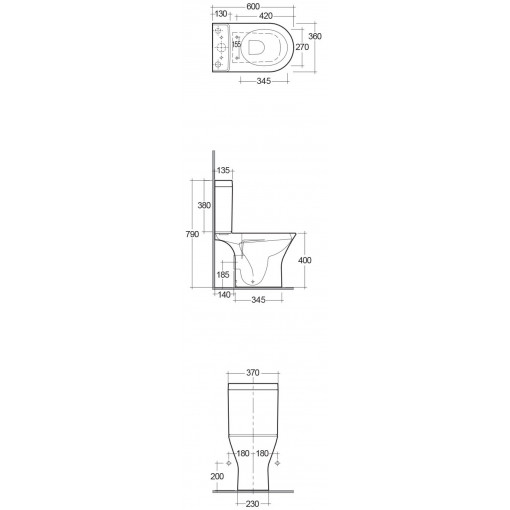 RAK Resort Short Projection Rimless Close Coupled Toilet with Soft