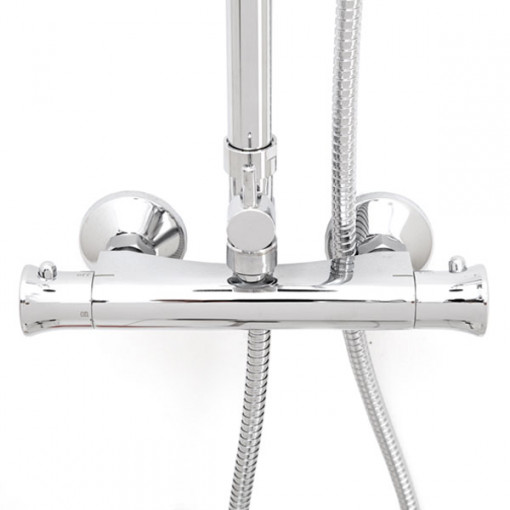 Vira Round Riser Slide Shower Rail Kit with Dual Valve