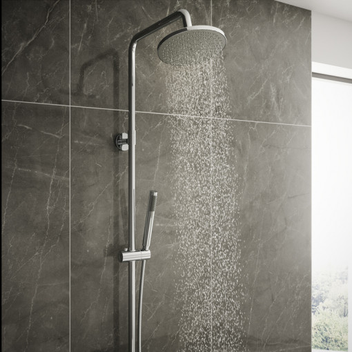 Vira Round Riser Slide Shower Rail Kit with Dual Valve