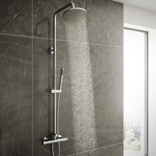 Vira Round Riser Slide Shower Rail Kit with Dual Valve