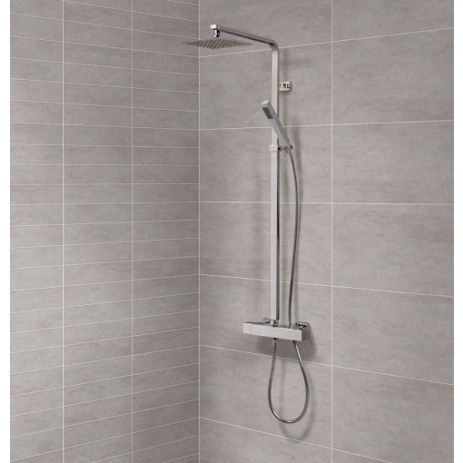 Deluxe Square Riser Slide Shower Rail Kit with Valve