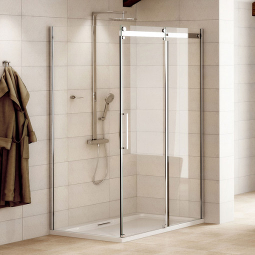rectangular shower enclosure with sliding door