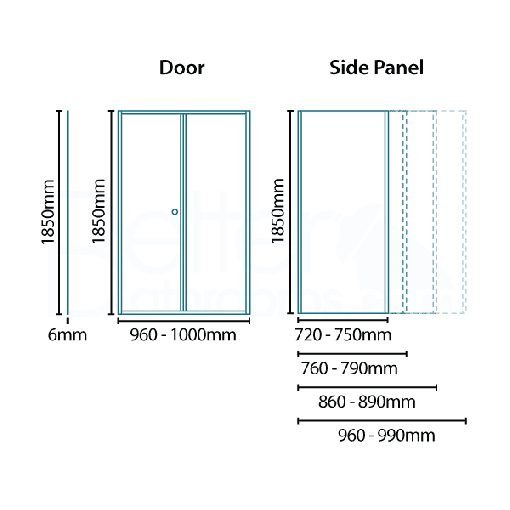 6mm 1000 Bi Fold Door Shower Enclosure
