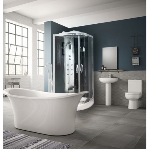 Torrelino Freestanding Bath With Steam Cabin Complete Bathroom Suite