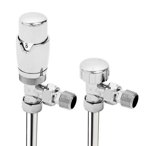 Thermostatic Angled Chrome Radiator Valves