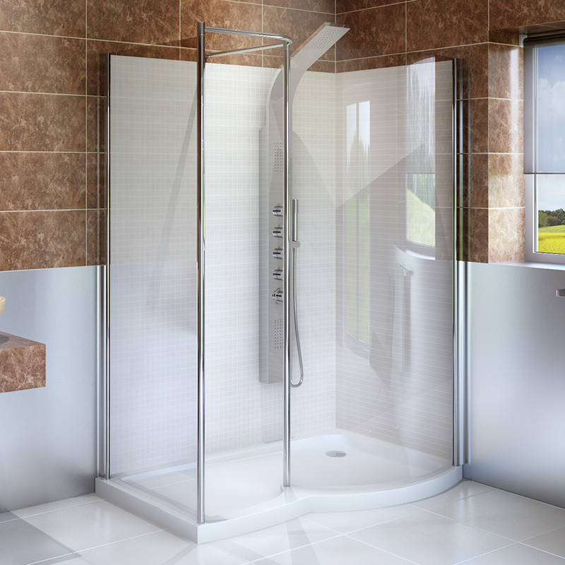 1400 X 900 Right Hand Walk In Enclosure With Shower Tray 6mm 1400 X 900 Curved Right Hand Walk In Enclosure With Shower Tray