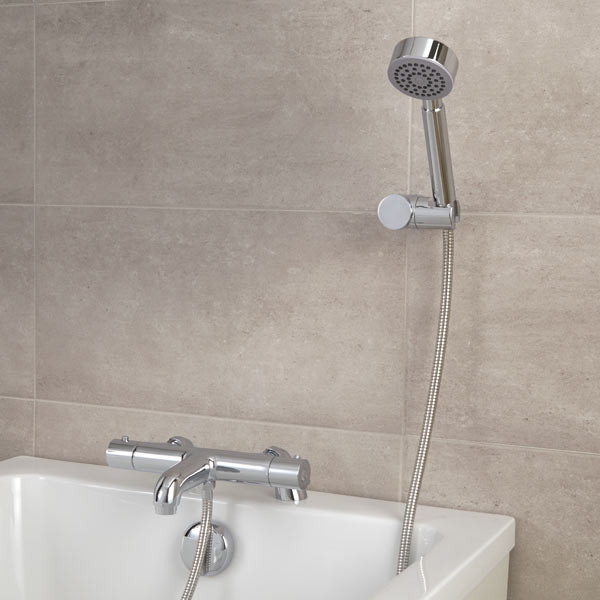 Focus Thermostatic Deck Mounted Bath Shower Mixer with Rail Kit